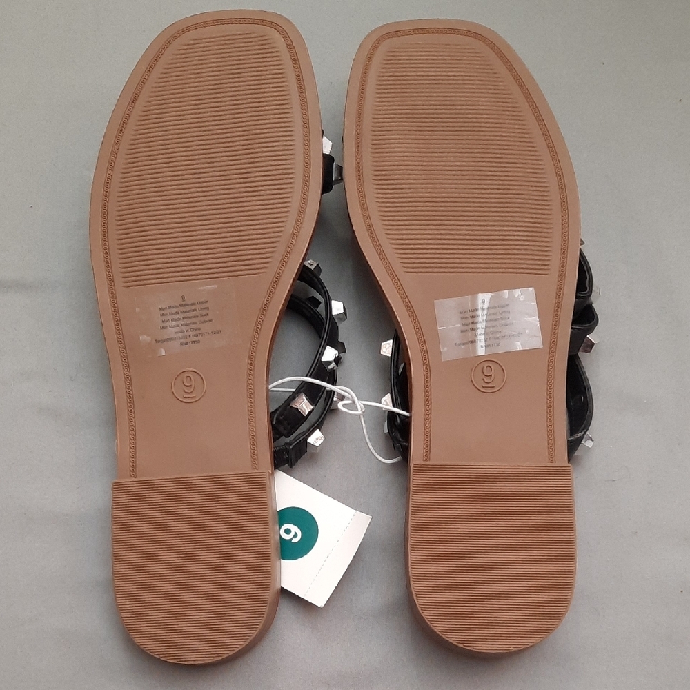 A New Day Black and Silver Studded Sandals - New With Tags - Size 9 - Picture 6 of 11